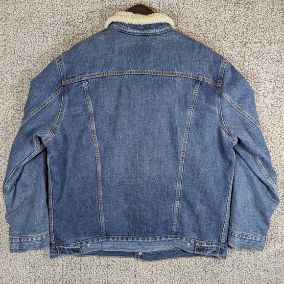 Levi's Premium Denim Trucker Jacket Sherpa Lined Button Up Jean Jacket XXL - Picture 6 of 14